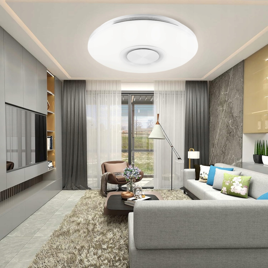 Plafoniera LED RGBW dimmerabile con altoparlante LED/60W/230V 3000-6000K Ø 40 cm bianco + telecomando