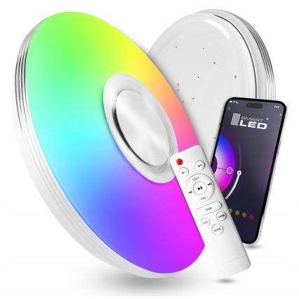 Plafoniera LED RGBW dimmerabile con altoparlante LED/60W/230V 3000-6000K Ø 40 cm bianco + telecomando