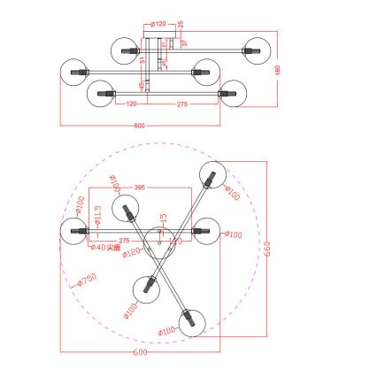 Plafoniera DORADO 6xG9/28W/230V oro