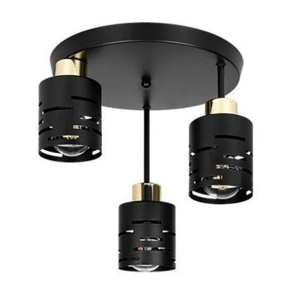 Plafoniera ELEN 3xE27/35W/230V nero/oro