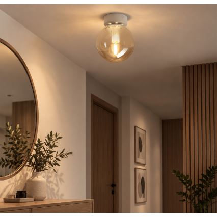 Plafoniera ELIAS 1xE14/5W/230V Ø 13 cm bianco/beige fumato