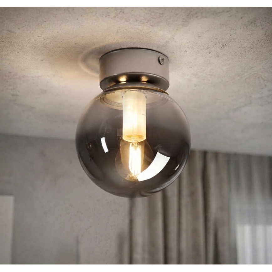 Plafoniera ELIAS 1xE14/5W/230V Ø 13 cm cromo opaco/grigio fumé