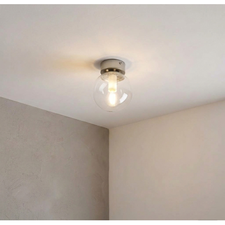 Plafoniera ELIAS 1xE14/5W/230V Ø 13 cm cromo opaco/trasparente