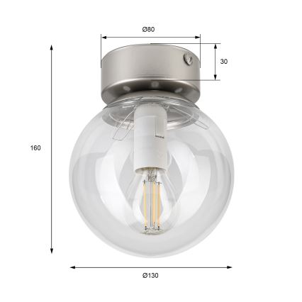 Plafoniera ELIAS 1xE14/5W/230V Ø 13 cm cromo opaco/trasparente