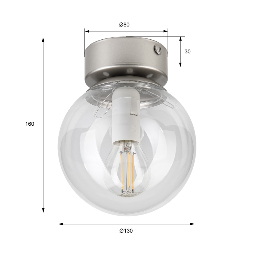 Plafoniera ELIAS 1xE14/5W/230V Ø 13 cm cromo opaco/trasparente