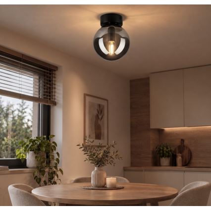 Plafoniera ELIAS 1xE14/5W/230V Ø 13 cm nero/grigio fumé