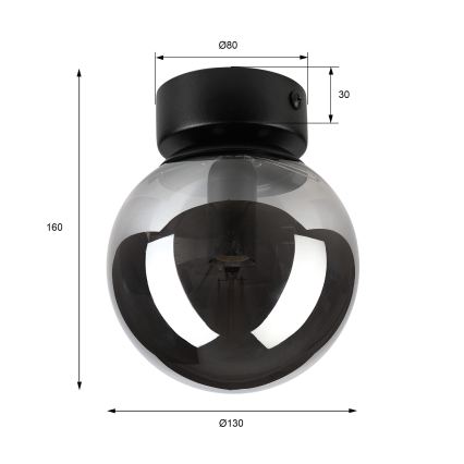 Plafoniera ELIAS 1xE14/5W/230V Ø 13 cm nero/grigio fumé