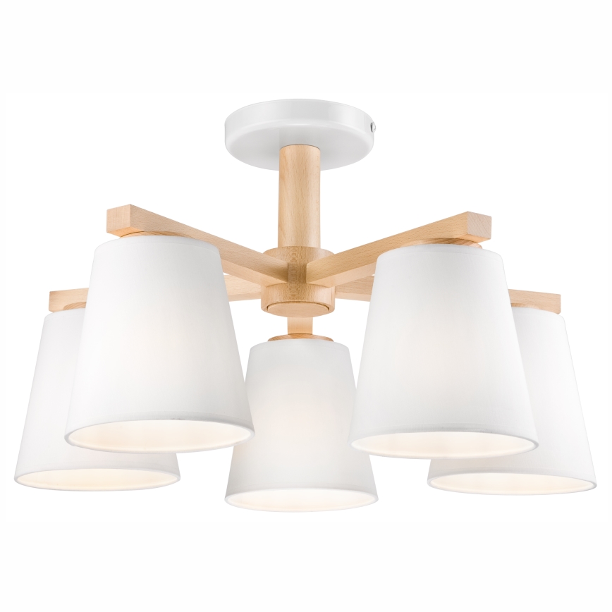 Plafoniera ELLIE 5xE27/60W/230V bianco/rovere