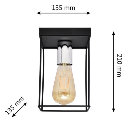 Plafoniera FINN 1xE27/15W/230V nero/cromo lucido