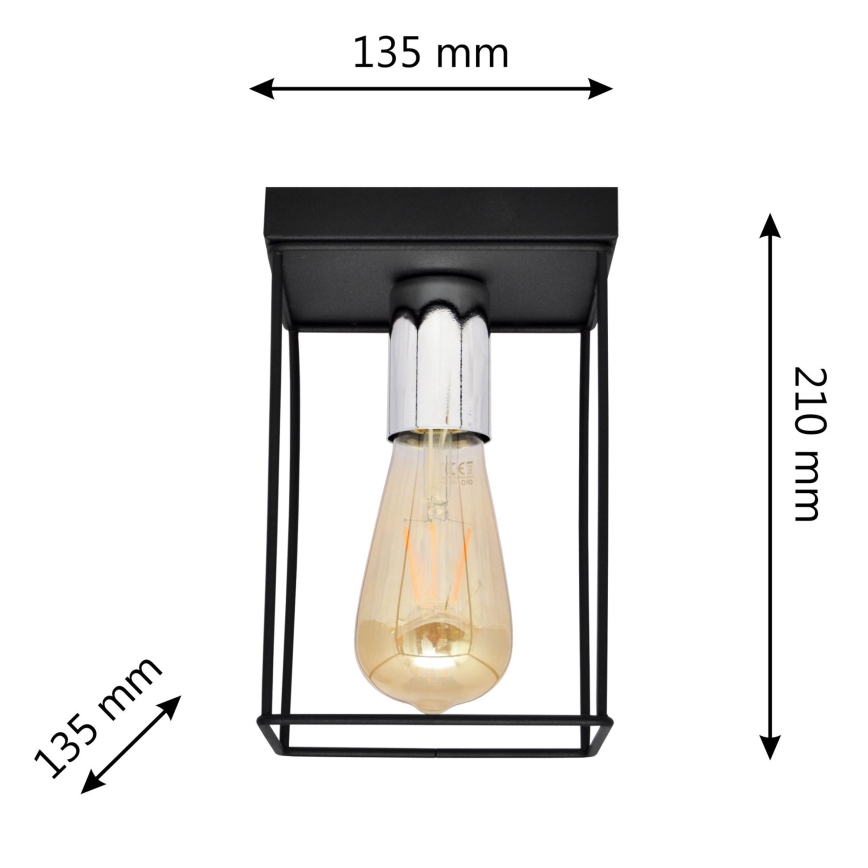Plafoniera FINN 1xE27/15W/230V nero/cromo lucido