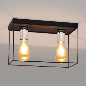Plafoniera FINN 2xE27/15W/230V nero/cromo lucido