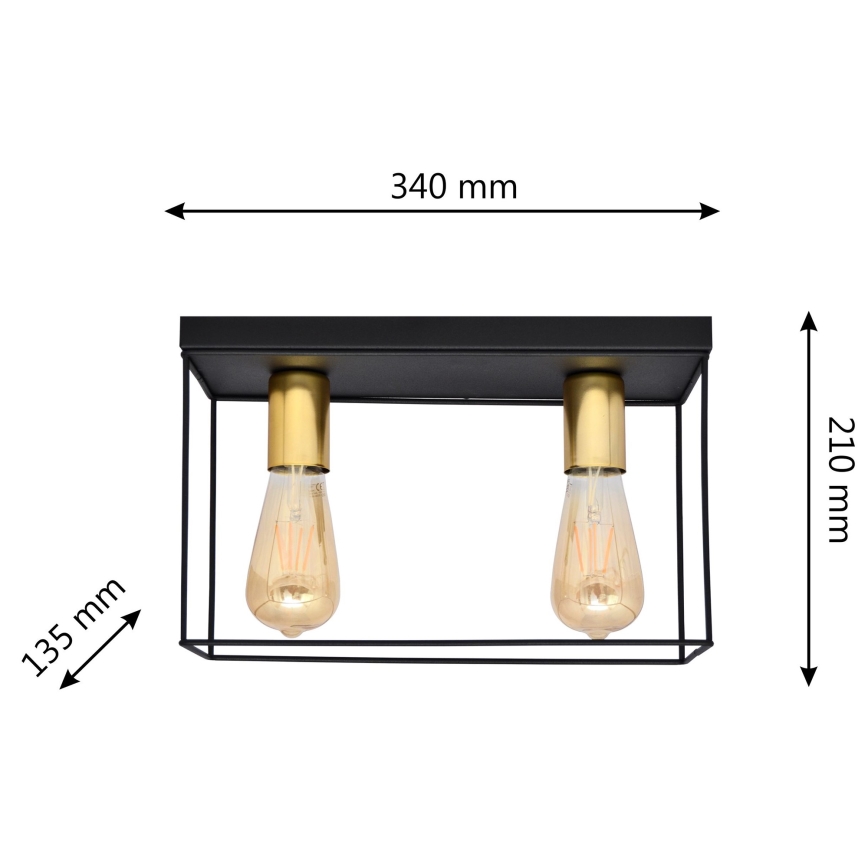 Plafoniera FINN 2xE27/15W/230V nero/oro