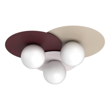 Plafoniera FLAT 3xE27/15W/230V 55x60 cm beige/crema/bordeaux