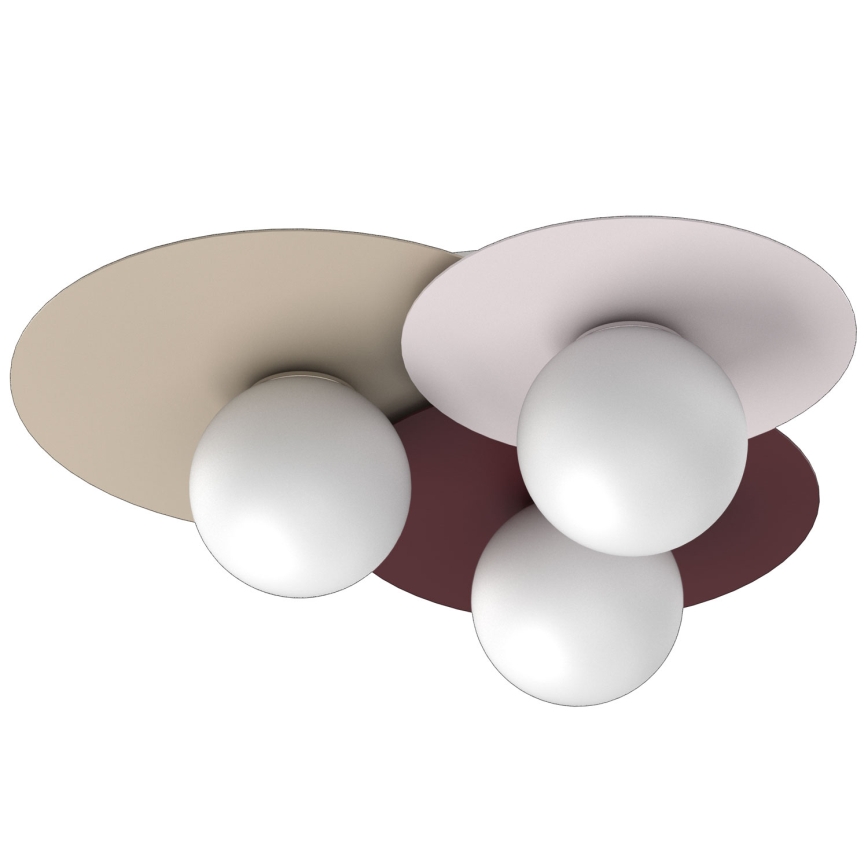 Plafoniera FLAT 3xE27/15W/230V 55x60 cm beige/crema/bordeaux