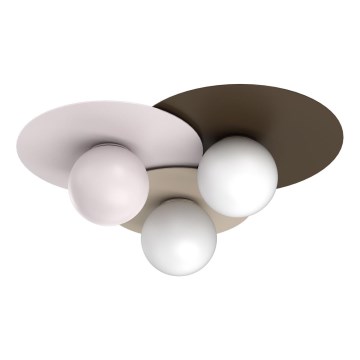 Plafoniera FLAT 3xE27/15W/230V 55x60 cm beige/crema/bordeaux
