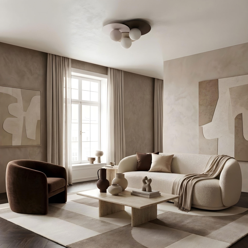 Plafoniera FLAT 3xE27/15W/230V 55x60 cm beige/crema/bordeaux