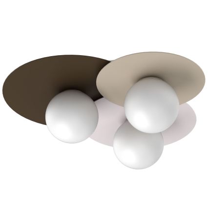 Plafoniera FLAT 3xE27/15W/230V 55x60 cm beige/crema/bordeaux