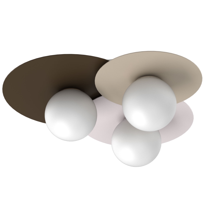 Plafoniera FLAT 3xE27/15W/230V 55x60 cm beige/crema/bordeaux