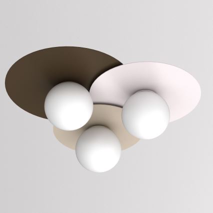 Plafoniera FLAT 3xE27/15W/230V 55x60 cm beige/crema/marrone