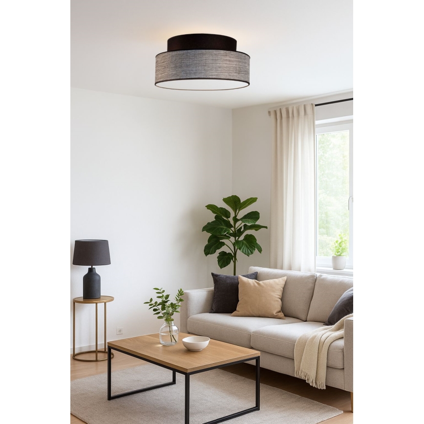 Plafoniera GRACE 1xE27/60W/230V diametro 40 cm nero/grigio