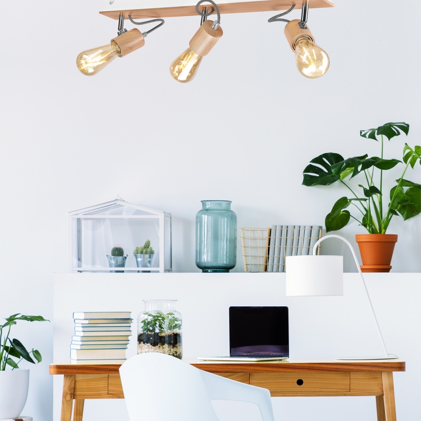 Lampadario a plafone GUSTAVO 3xE27/60W/230V faggio