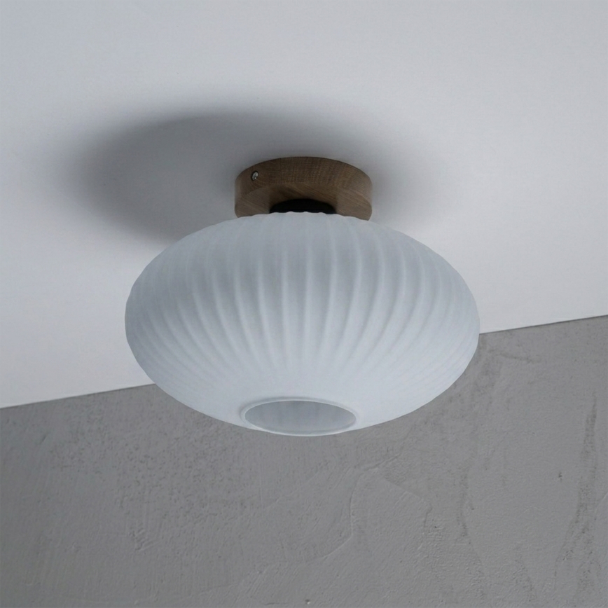 Plafoniera HARMA WOOD 1xE27/15W/230V rovere/bianco diam. 30 cm