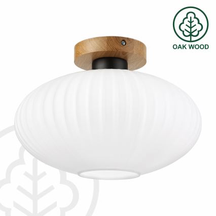 Plafoniera HARMA WOOD 1xE27/15W/230V rovere/bianco diam. 30 cm