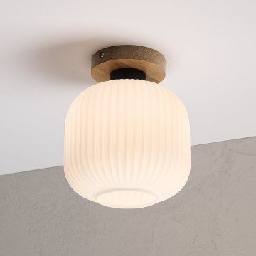 Plafoniera HARMA WOOD 1xE27/15W/230V rovere/bianco Ø 20 cm