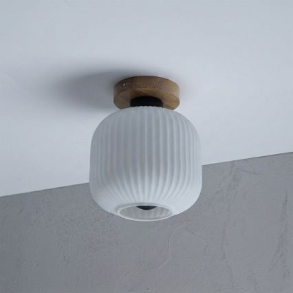 Plafoniera HARMA WOOD 1xE27/15W/230V rovere/bianco Ø 20 cm