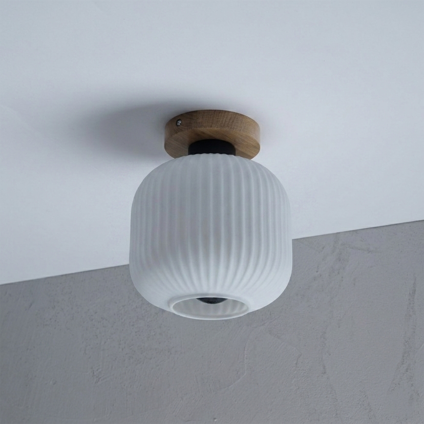 Plafoniera HARMA WOOD 1xE27/15W/230V rovere/bianco Ø 20 cm