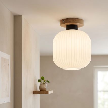 Plafoniera HARMA WOOD 1xE27/15W/230V rovere/bianco Ø 20 cm