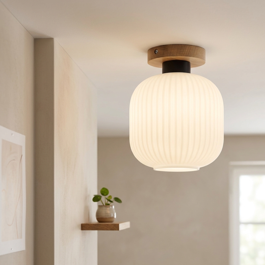Plafoniera HARMA WOOD 1xE27/15W/230V rovere/bianco Ø 20 cm