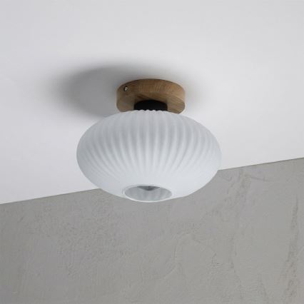 Plafoniera HARMA WOOD 1xE27/15W/230V rovere/bianco Ø 25 cm