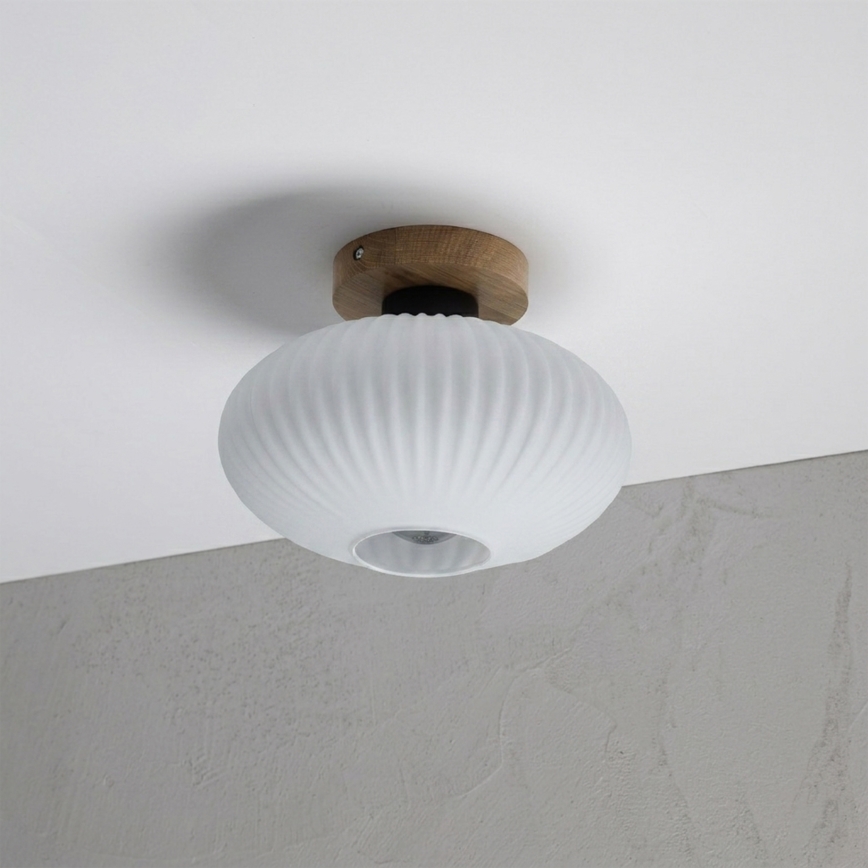 Plafoniera HARMA WOOD 1xE27/15W/230V rovere/bianco Ø 25 cm