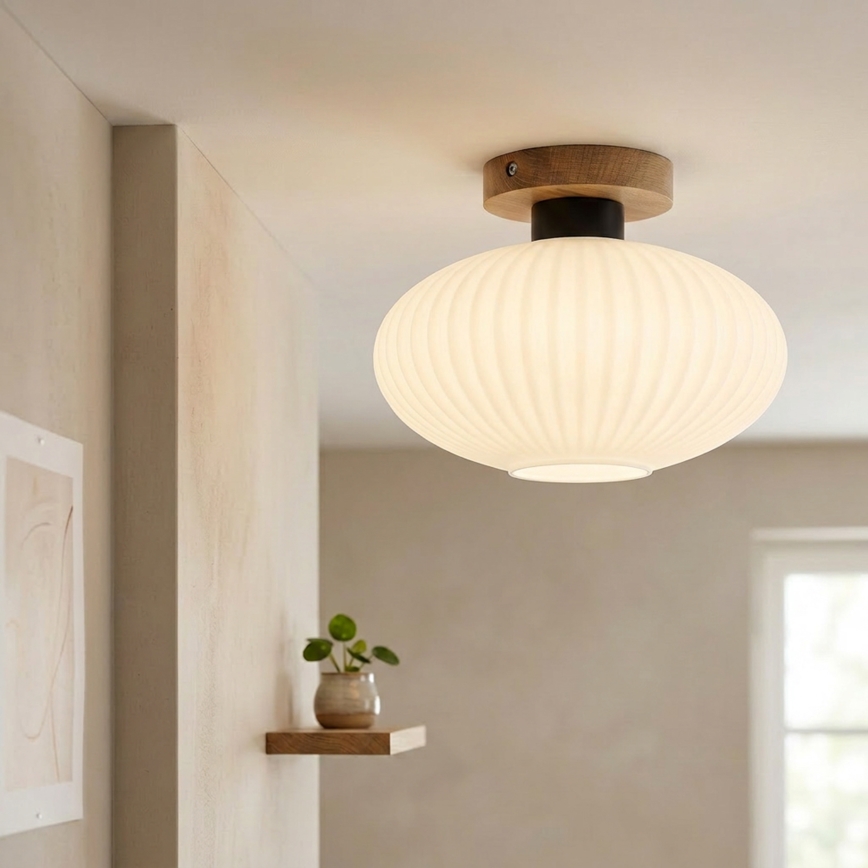 Plafoniera HARMA WOOD 1xE27/15W/230V rovere/bianco Ø 25 cm