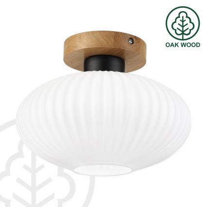 Plafoniera HARMA WOOD 1xE27/15W/230V rovere/bianco Ø 25 cm