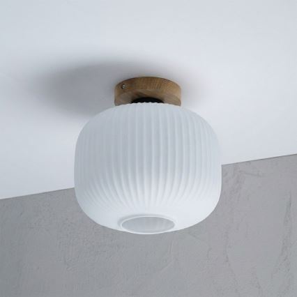 Plafoniera HARMA WOOD 1xE27/15W/230V rovere/bianco Ø 25 cm