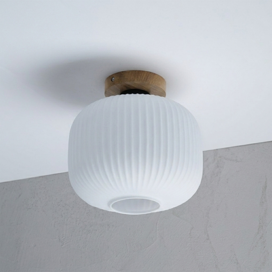 Plafoniera HARMA WOOD 1xE27/15W/230V rovere/bianco Ø 25 cm