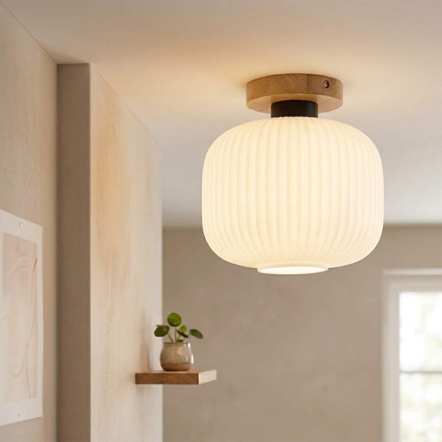 Plafoniera HARMA WOOD 1xE27/15W/230V rovere/bianco Ø 25 cm