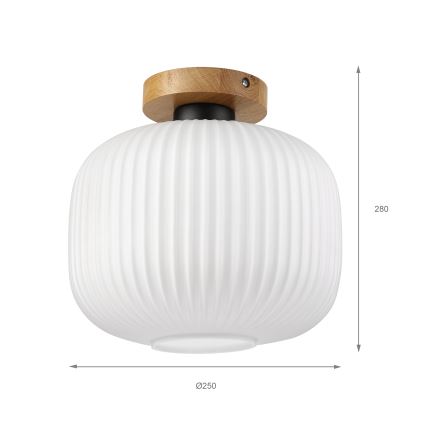 Plafoniera HARMA WOOD 1xE27/15W/230V rovere/bianco Ø 25 cm