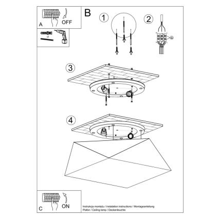 Plafoniera HEXA 2xE27/60W/230V argento