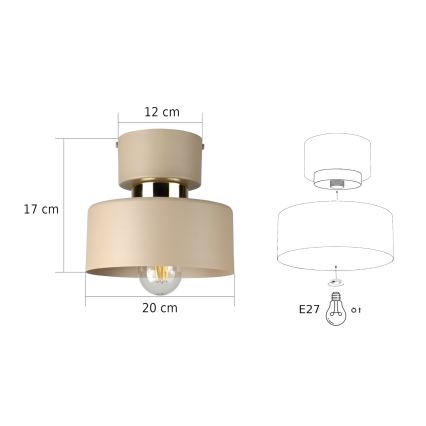 Plafoniera IGNIA 1xE27/60W/230V beige/dorato