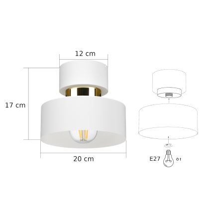 Plafoniera IGNIA 1xE27/60W/230V bianco/oro