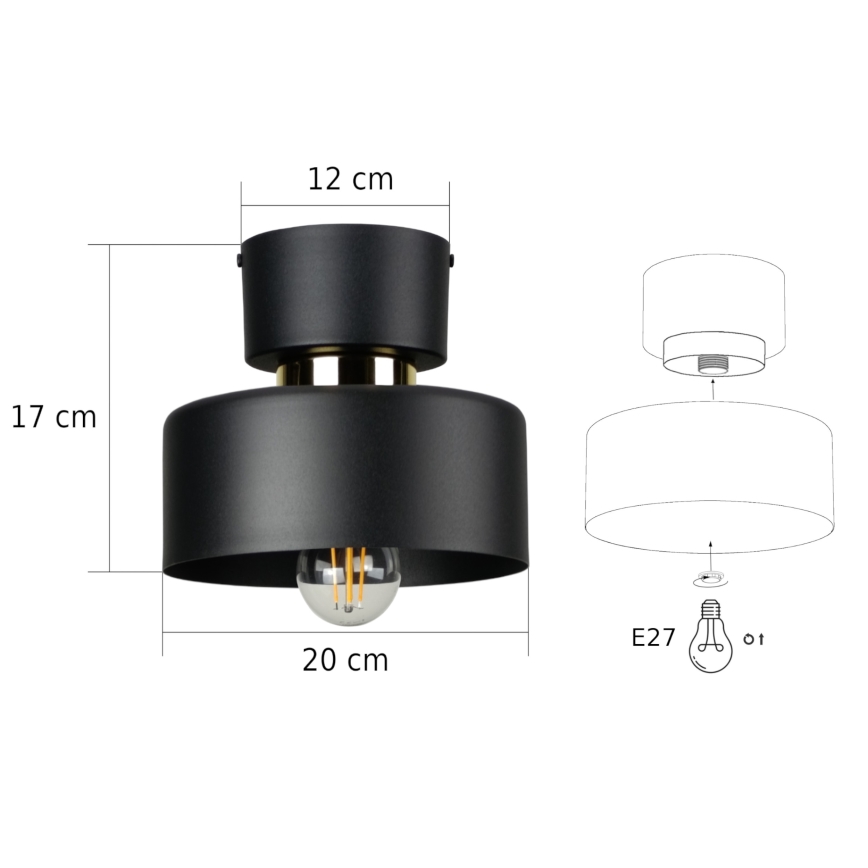 Plafoniera IGNIA 1xE27/60W/230V nera