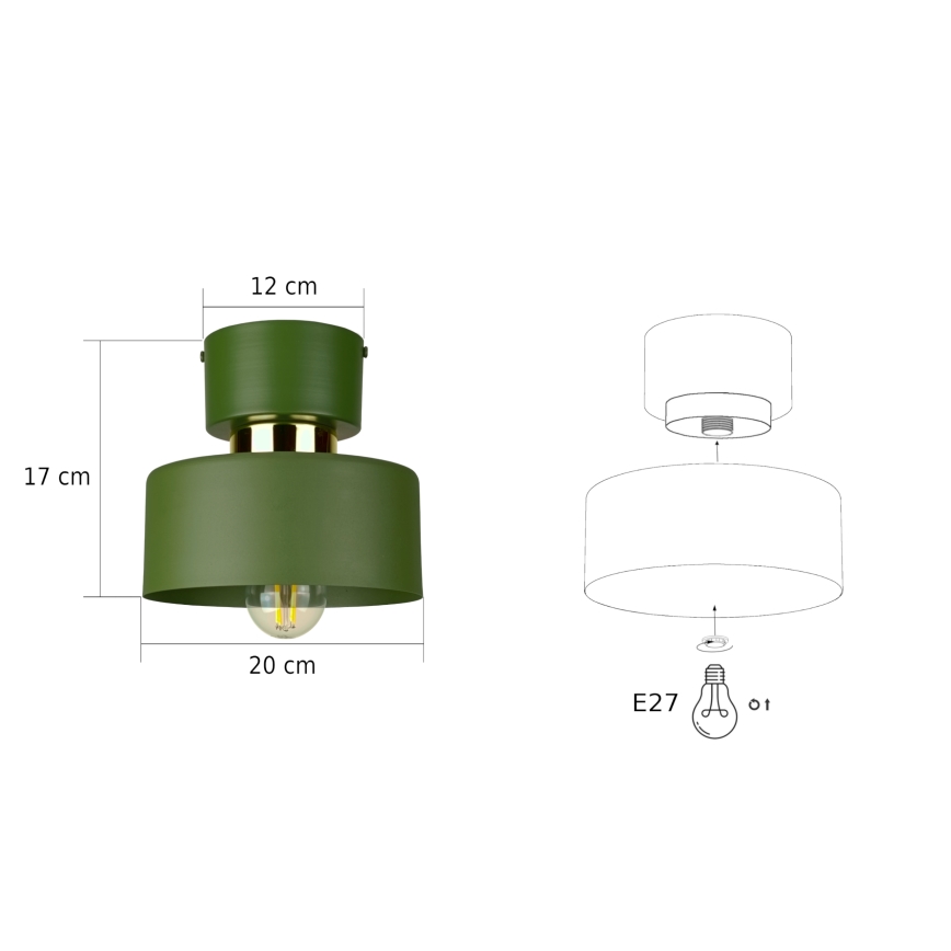 Plafoniera IGNIA 1xE27/60W/230V verde