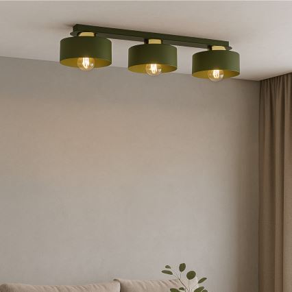 Plafoniera IGNIA 3xE27/60W/230V verde/oro