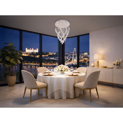 Plafoniera a cristalli LED MAJURO LED/30W/230V Ø 45 cm cromo lucido + telecomando