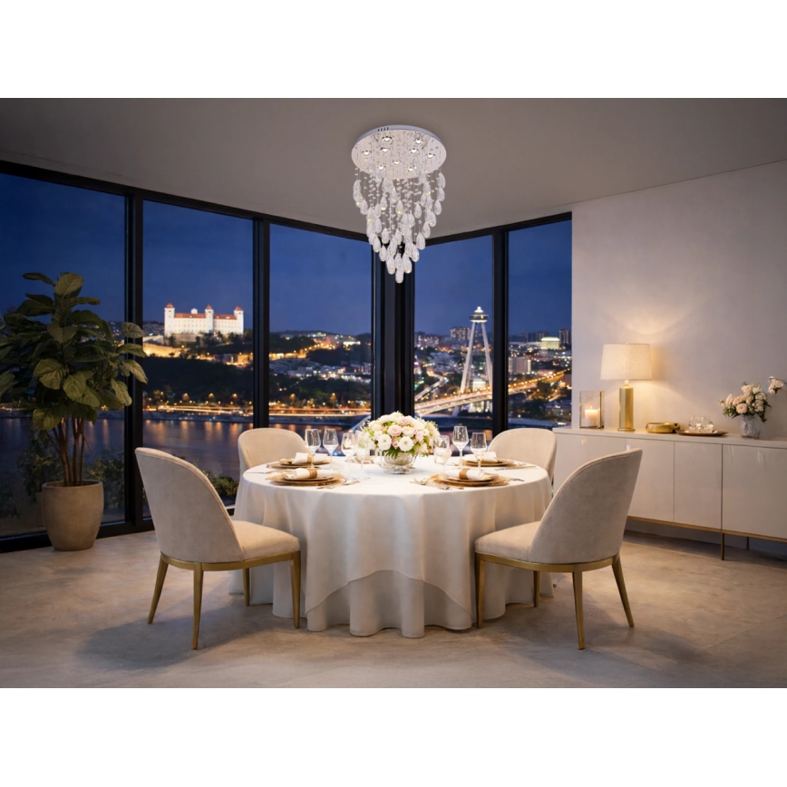 Plafoniera a cristalli LED MAJURO LED/30W/230V Ø 45 cm cromo lucido + telecomando