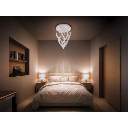 Plafoniera a cristalli LED MAJURO LED/30W/230V Ø 45 cm cromo lucido + telecomando