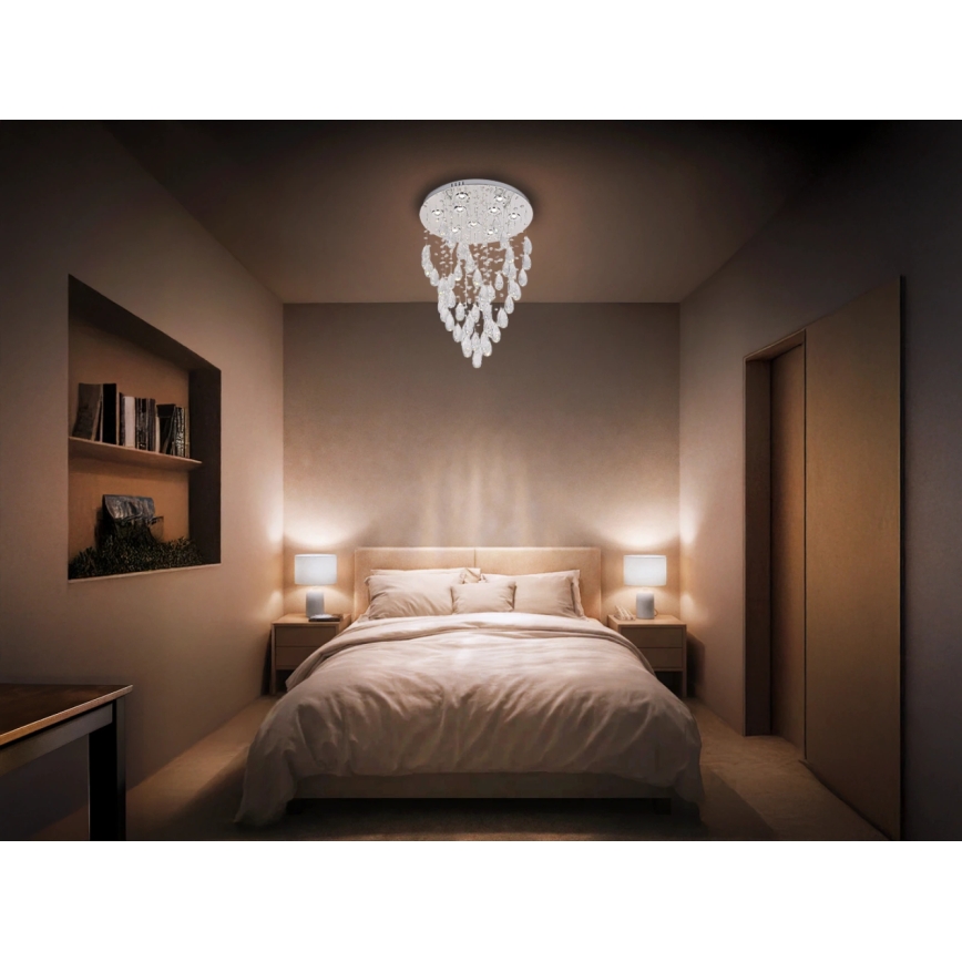 Plafoniera a cristalli LED MAJURO LED/30W/230V Ø 45 cm cromo lucido + telecomando